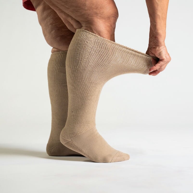 Padded Easy-Stretch Crew Socks – Tan