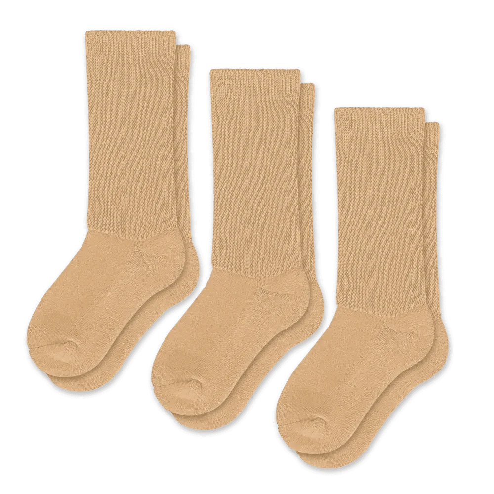 Padded Easy-Stretch Crew Socks – Tan