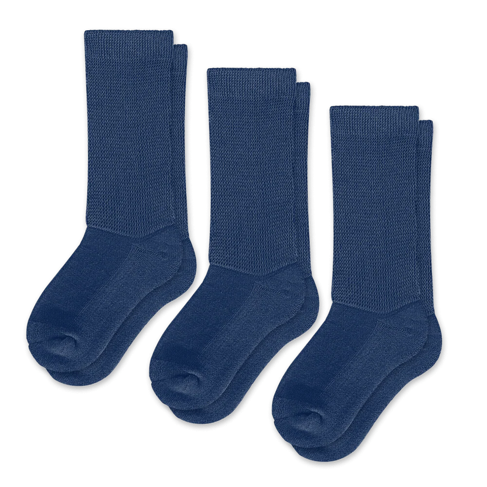 Padded Easy-Stretch Crew Socks – Navy Blue