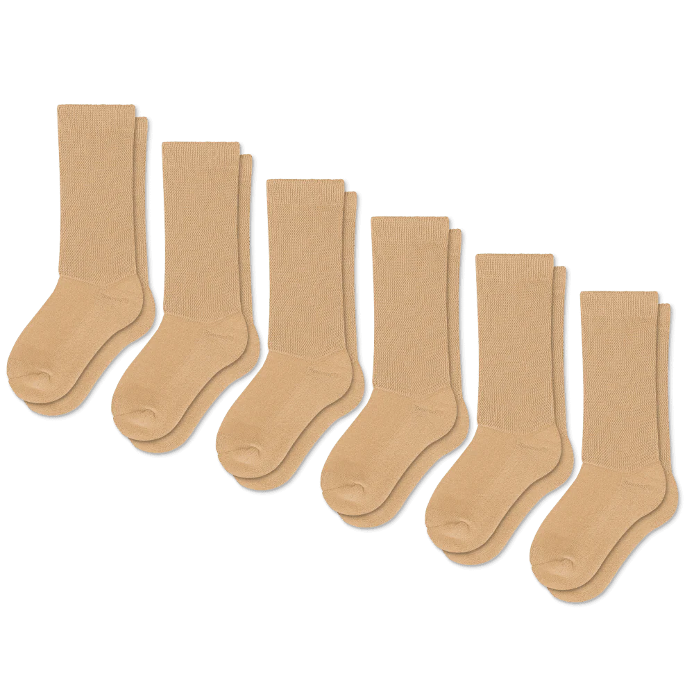 Padded Easy-Stretch Crew Socks – Tan