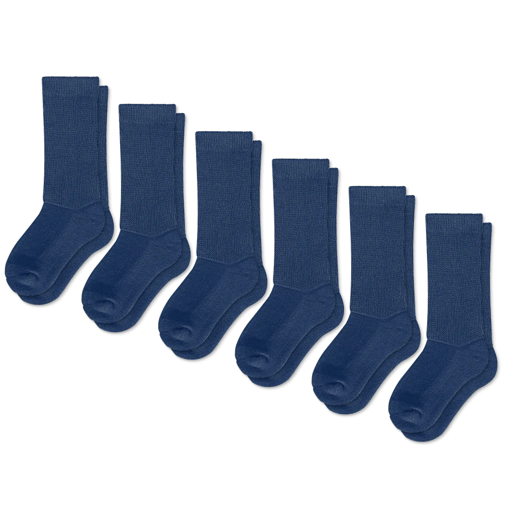 Padded Easy-Stretch Crew Socks – Navy Blue