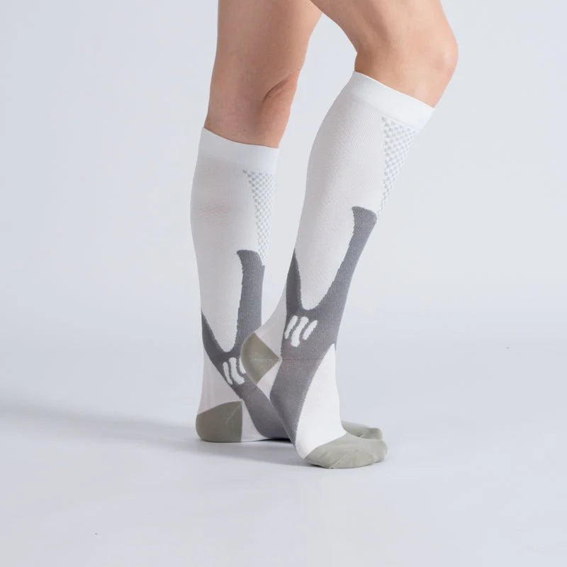 FlexRelief™ Compression Socks – Royal White Gray