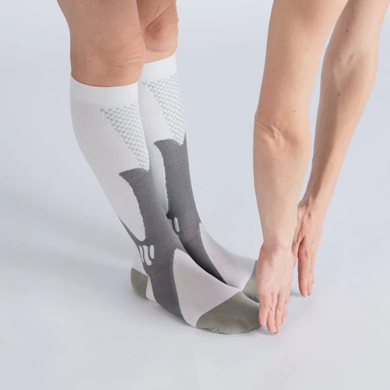 FlexRelief™ Compression Socks – Royal White Gray