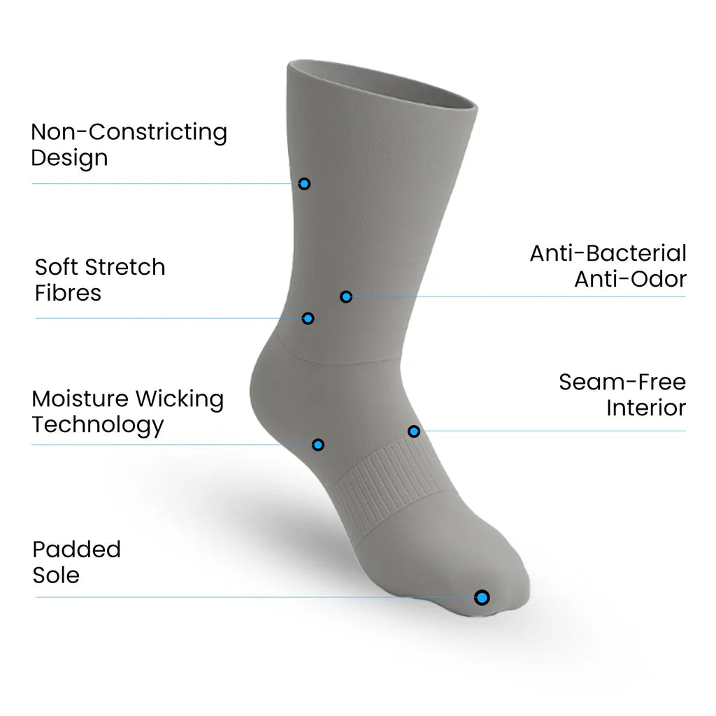Padded Easy-Stretch Crew Socks – Gray