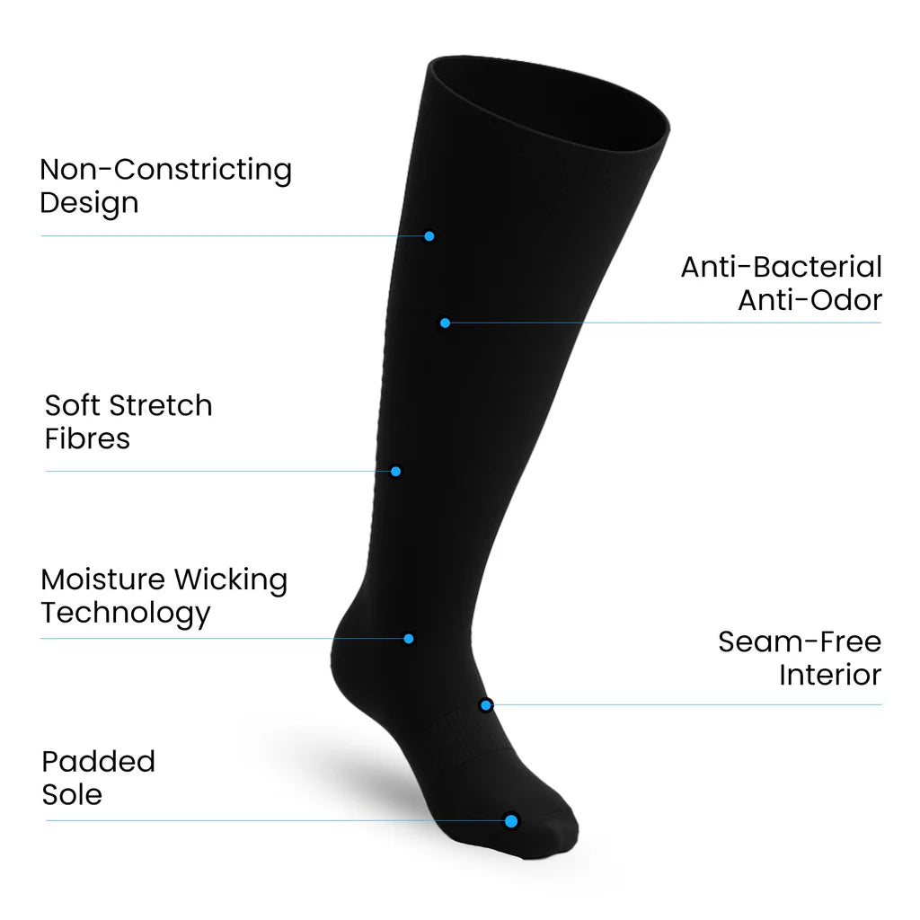 Padded Easy-Stretch Knee High Socks – Black