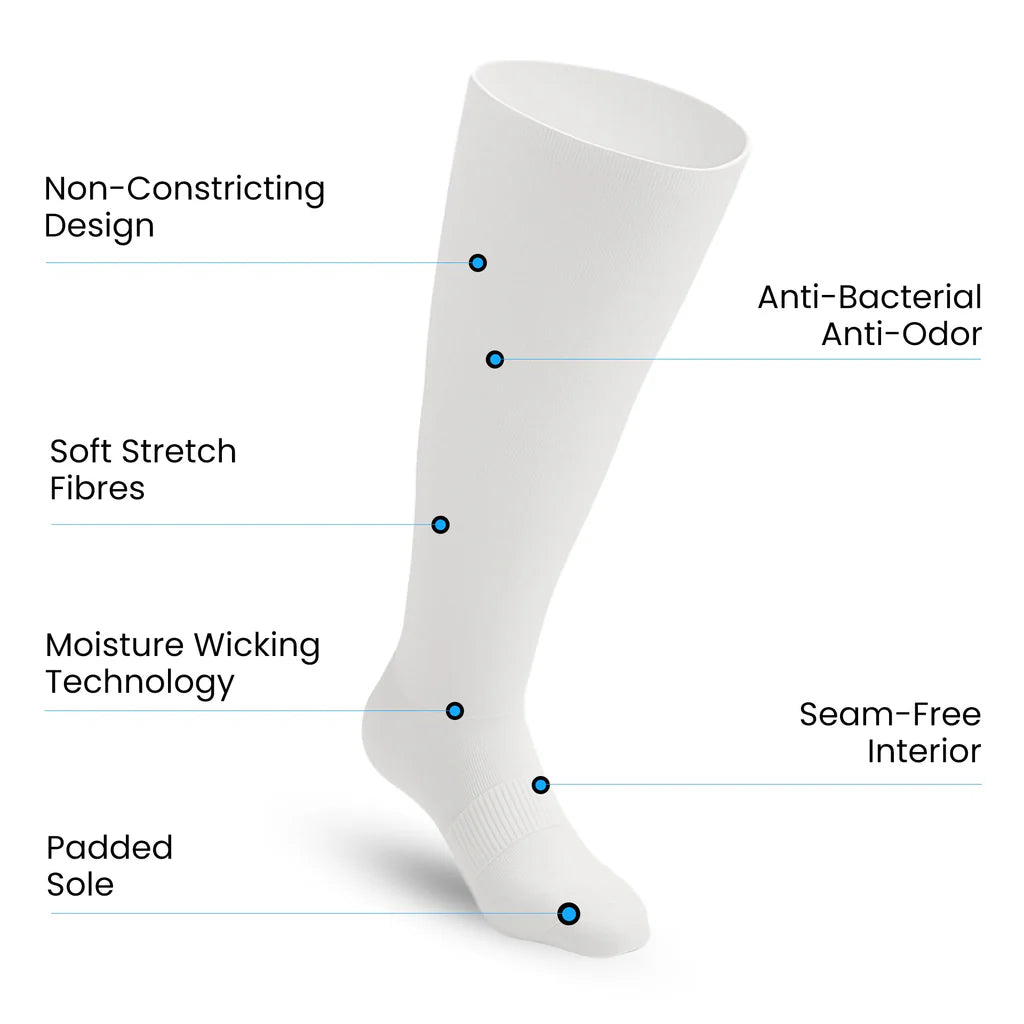 Padded Easy-Stretch Knee High Socks – White