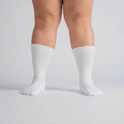 Padded Easy-Stretch Crew Socks – White