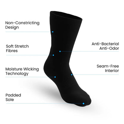 Padded Easy-Stretch Crew Socks – Black