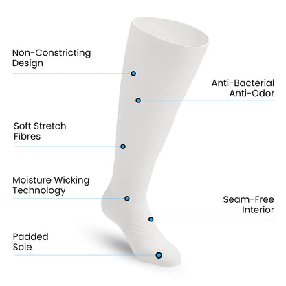 Padded Easy-Stretch Knee High Socks – White